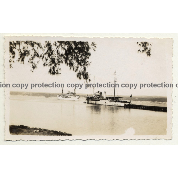 Congo Belge: Steamship Léopoldville Near Lobito (Vintage Photo B/W ~1930s)
