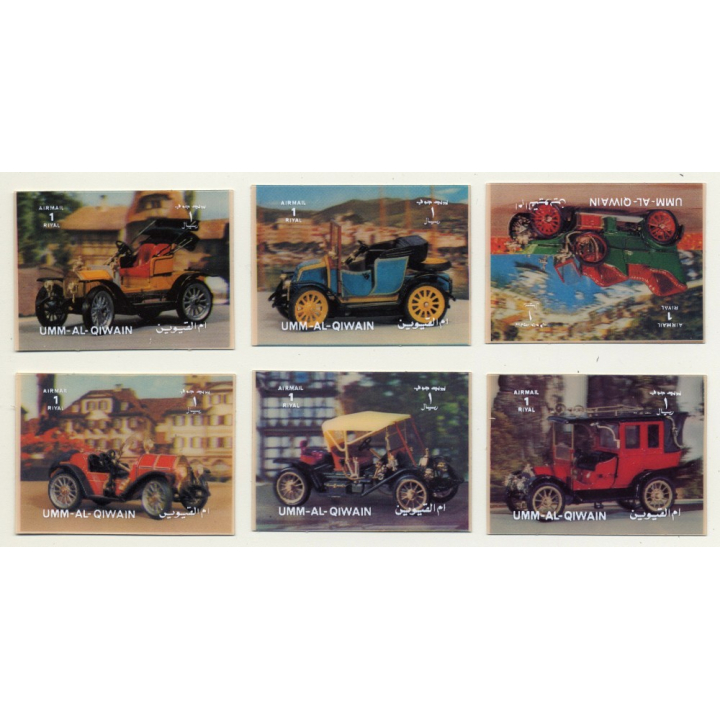 3D Stamps / Umm-Al-Qiwain: 6 x Oldtimers / Classic Car (Vintage Stamps 1972)