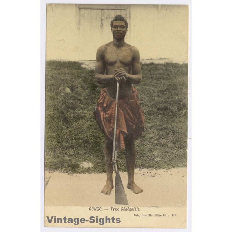 Congo: Sénégalais Soldier Rifle / Ethnic (Vintage PC NELS ~1900s)