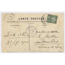 Souk-El-Khemis / Tunisia: Railway Station - Tunis Stamp (Vintage PC 1906)