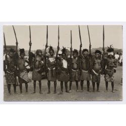 Congo Belge: Native Female Tribe Members Holding Rifles (Vintage RPPC ~1920s/1930s)