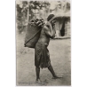 Congo Belge: Native African Woman Head-Carrying Basket (Vintage RPPC ~1920s/1930s)