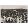 Congo Belge: Native African Gathering Colonial Flag Ceremony (Vintage RPPC ~1920s/1930s)