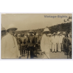 Belgian Congo: Force Publique Military Parade Troops Inspection (Vintage RPPC ~1920s/1930s)