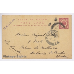 State of Kedah / Malaysia: Postcard Stamp Collector Message (Vintage Postal Stationery 1920)