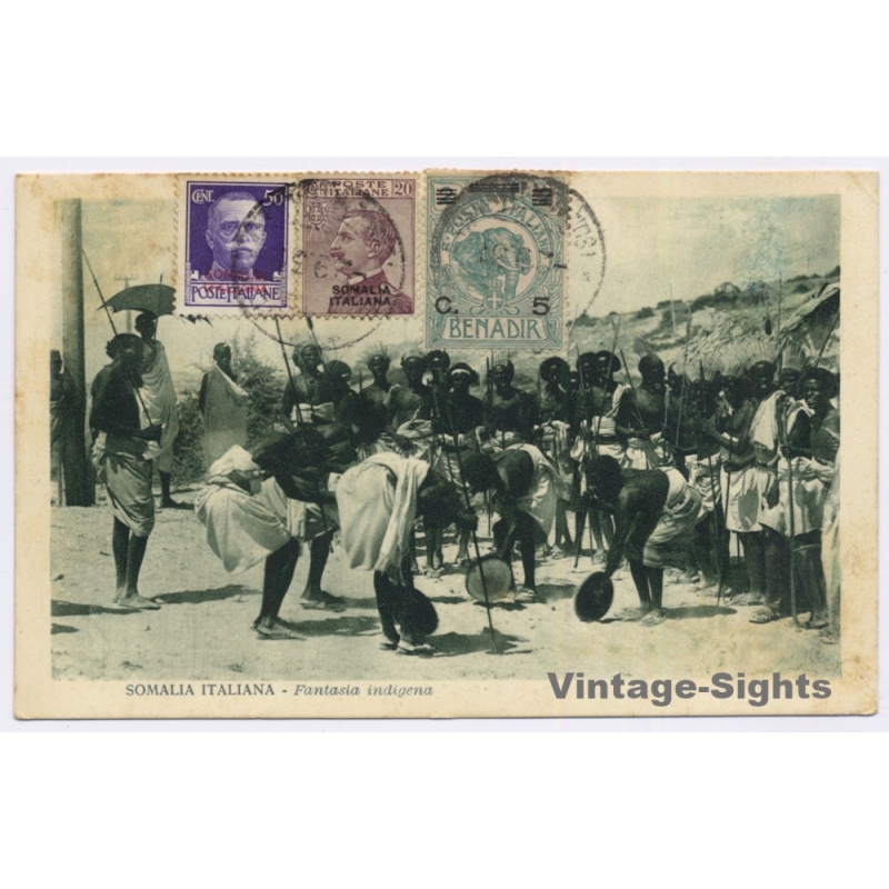 Somalia Italiana - Somaliland: Fantasia Indigena / Ethnic - Mixed Franking Benadir Mallorca (Vintage PC 1931)
