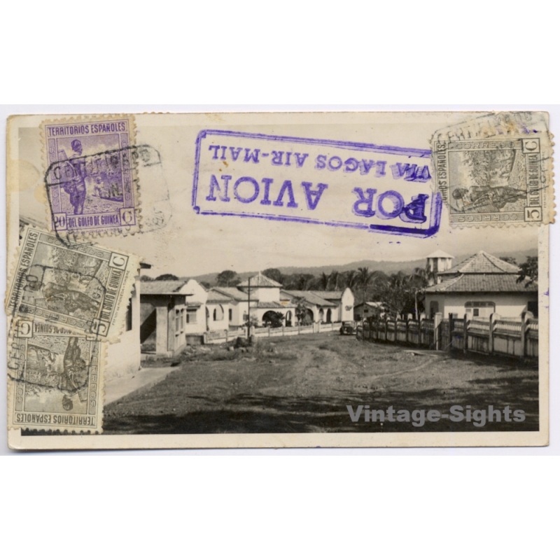 Spanish Guinea: Santa Isabel Via Lagos Air-Mail Juan De La Cierva Mallorca (Vintage RPPC 1930s)
