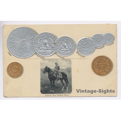 Mexico: Embossed Coin Postcard General Porfirio Diaz Veracruz (Vintage PC ~1900s)