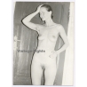 Erotic Study: Skinny Funny Nude In Front Of Wooden Door(Vintage Photo GDR ~1980s)