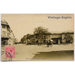 Singapore: Telok Ayer Police Station Rickshaw Straits Settlements (Vintage PC 1910s)