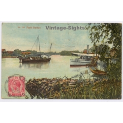 Malaysia: Parit Buntar Perak River Boats Straits Settlements (Vintage PC 1920)