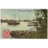 Malaysia: Parit Buntar Perak River Boats Straits Settlements (Vintage PC 1920)