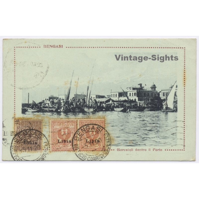Bengasi / Italian Tripolitania: Harbour Barcaioli (Vintage PC 1920)