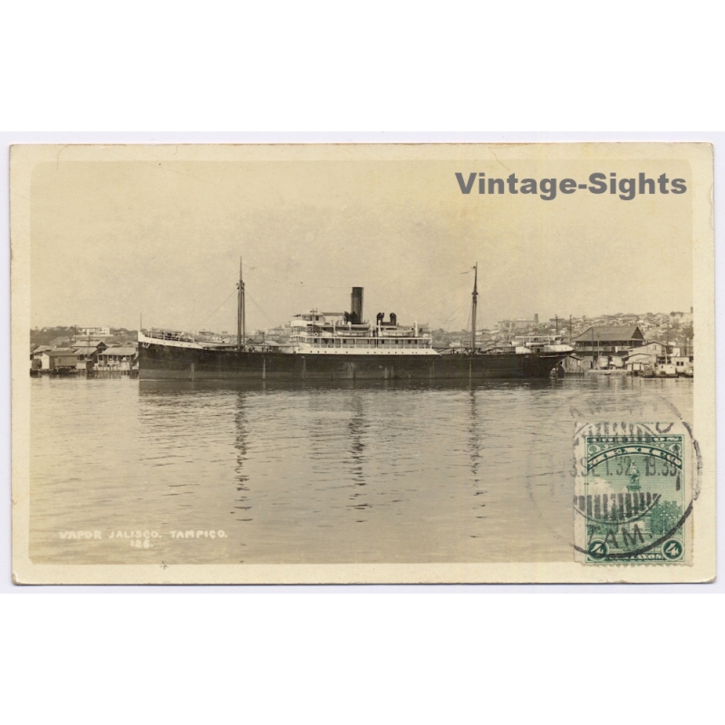 Tampico / Mexico: Vapor Jalisco Steamship To Mallorca RECP (Vintage RPPC 1932)