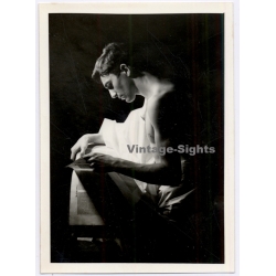 Handsome Topless Man In Theatre Setting / Gay INT (Vintage Photo 1960s)