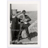 Elegant Young Man Plays Guitar On Rooftop - Beatnik / Gay INT (Vintage Photo 1960s)