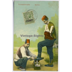 Constantinople / Turkey: Décrotteur Shoeshine Levant Stamp To Palma de Mallorca (Vintage PC 1914)