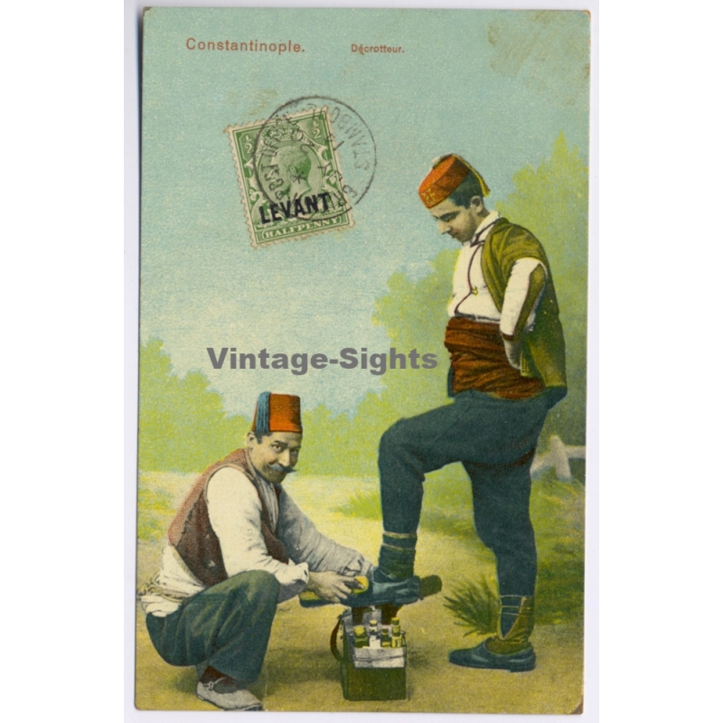 Constantinople / Turkey: Décrotteur Shoeshine Levant Stamp To Palma de Mallorca (Vintage PC 1914)