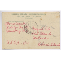 Mexico: Monterrey 4x Stamps Collector Exchange To Miguel Vila Mallorca (Vintage PC 1920)