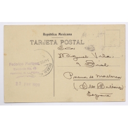 Mexico: Pulque Agave Tlachiqueros Stamp To Miguel Vila Mallorca (Vintage PC 1920)