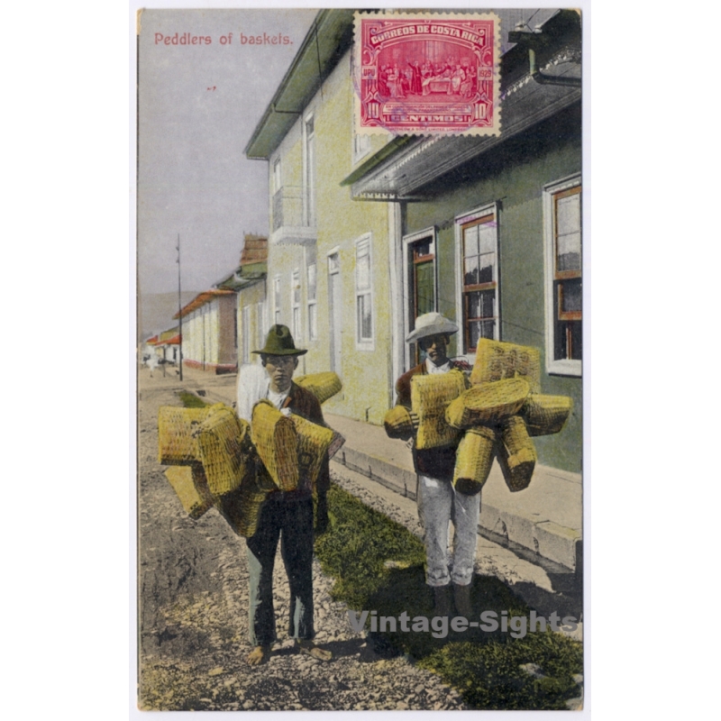 Costa Rica: Peddlers Of Baskets UPU Stamp Gomez Miralles Unused (Vintage PC 1929)