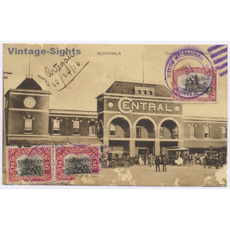Guatemala: Railway Station - To Mallorca WWI (Vintage PC 1916)