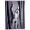 Erotic Study: Natural Blonde Nude Holds On To Curtains*2 (Digital Photo Print B/W ~2000s)
