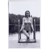 Erotic Study: Busty Natural Nude Gets Out Of Lake (Digital Photo Print B/W ~2000s)