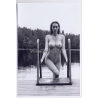 Erotic Study: Busty Natural Nude Gets Out Of Lake (Digital Photo Print B/W ~2000s)