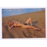 Erotic Study: Slim Brunette Nude Sunbathing On Desert Dunes*1 (Digital Photo Print B/W ~2000s)
