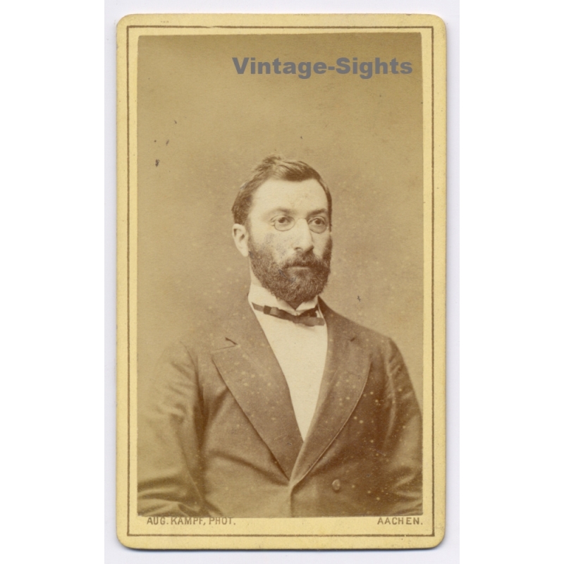 August Kampf Court Photographer Aachen: Bearded Gentleman (Vintage CDV ~1870s/1880s)