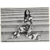 Slim Model In Great Printed 2 Piece Suit / Flares (Vintage Photo Master 1970s Fashion)