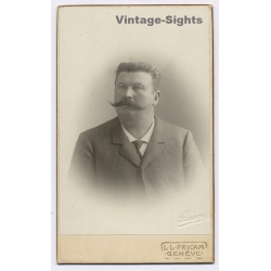 LL Pricam / Geneva: Gentlemen Handlebar Moustache - Photography Dynasty (Vintage CDV ~1900s/1910s)