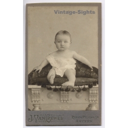 J. Van Crewel Photographe / Anvers: Baby Portrait Art Nouveau (Vintage CDV ~1900s)