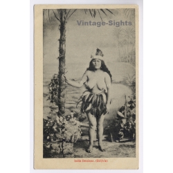 Bolivia: India Beniana Native Woman Feather Headdress Ethnic Nude (Vintage PC 1900s/1910s)