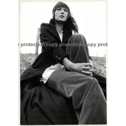 Natural Brunette Hippie Beauty On Meadow *2 / Coat (Vintage Photo Master 1970s Fashion)