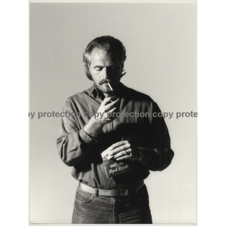 Red Rocks Cig Bearded Man Lights Rolled Cigarette / Red Rock Tabak (Vintage Photo ...