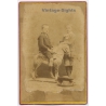 Two Boys Rocking Horse Straw Hats (Vintage Cabinet Card Photo ~1880s/1890s)