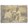 North Africa Maghreb:  2 Native Berbers Hookah Traditional Costume (Vintage Gelatin Silver Print ~1900s/1910s)