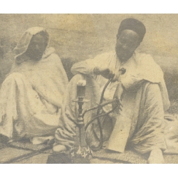 North Africa Maghreb:  2 Native Berbers Hookah Traditional Costume (Vintage Gelatin Silver Print ~1900s/1910s)