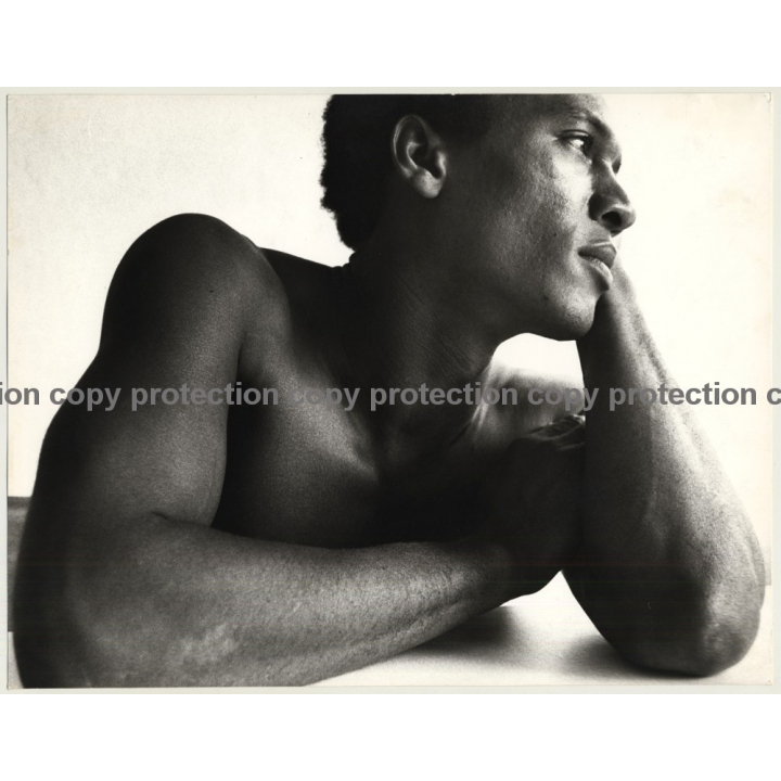 Portrait Of Goodlooking Dark Skinned Nude Man / Photo Art  (Vintage Photo 1970s Large)