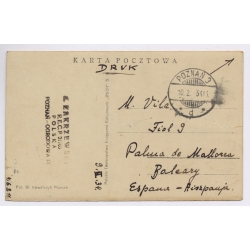 Poznan / Poland: Marsz Focha Street Tram - Posted To Miguel Vila Mallorca (Vintage RPPC 1934)