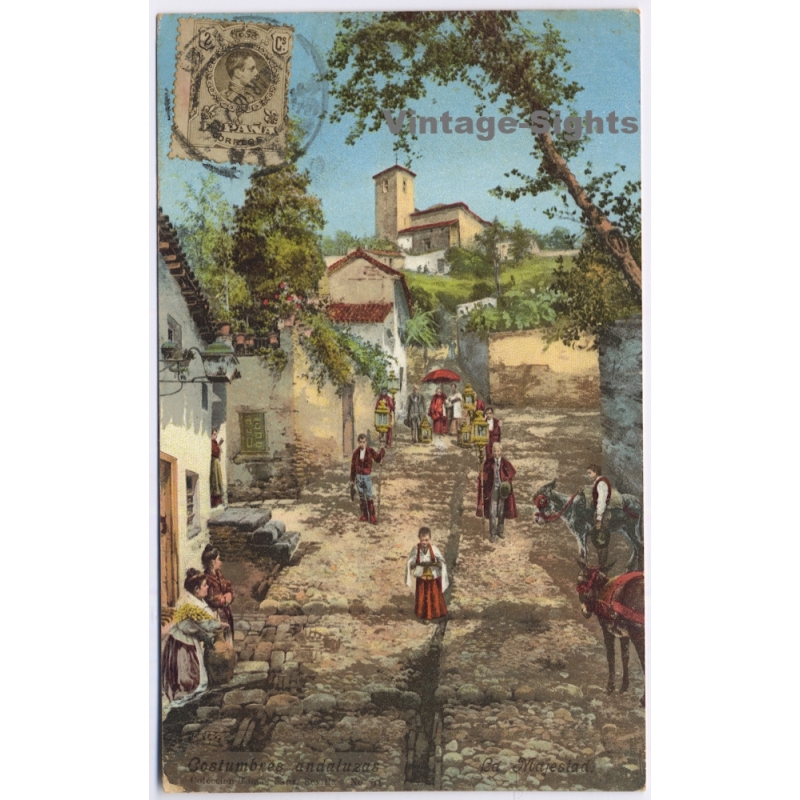 Andalusia / Spain: Costumbres Andaluzas Procession Purger Munic To Miguel Vila Mallorca (Vintage PC 1918)