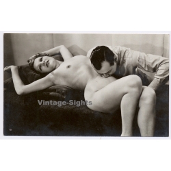Studio Biederer 10 / Paris: Couple On Bed / Boudoir - Risqué (Vintage RPPC ~1920s)