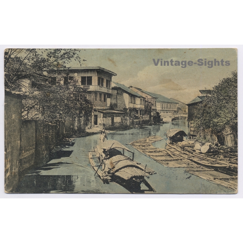 Manila / Philippines:  Canal Boats - Kemlein & Johnson Posted To Mallorca (Vintage PC ~1910s)
