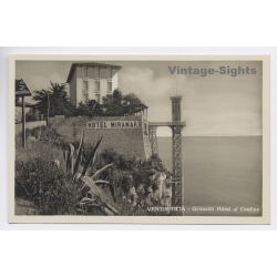 Ventimiglia / Italy: Grimaldi Hotel Miramar Confine Tower Elevator (Vintage RPPC ~1920s/1930s)