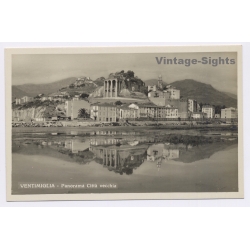 Ventimiglia / Italy: Panorama Old Town Citta Vecchia Reflection (Vintage RPPC ~1920s/1930s)