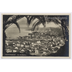 Ventimiglia / Italy: Panorama Palm Trees Coastal View (Vintage RPPC ~1920s/1930s)