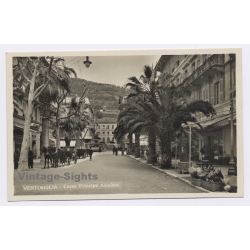 Ventimiglia / Italy: Corso Principe Amedeo Street Scene Horse Carriage (Vintage RPPC ~1920s/1930s)