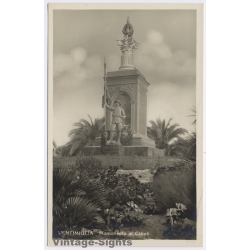 Ventimiglia / Italy: Monumento Ai Caduti War Memorial Soldier Statue (Vintage RPPC ~1920s/1930s)